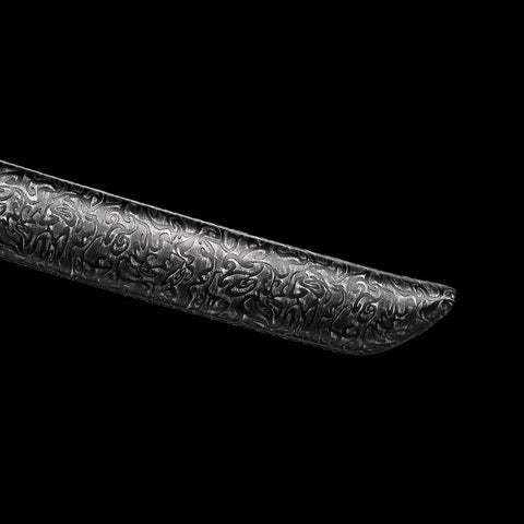 Handmade Spring Steel Samurai Katana Sword Patterned Full Tang Blade Hardwood+Leather Saya-COOLKATANA-QQ-0121-U