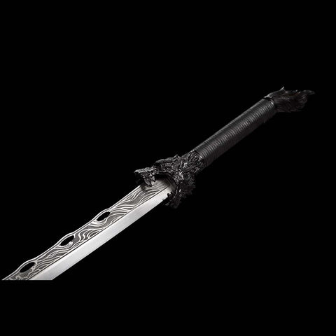 Handmade Spring Steel Samurai Katana Sword Patterned Full Tang Blade Hardwood+Leather Saya-COOLKATANA-QQ-0121-U