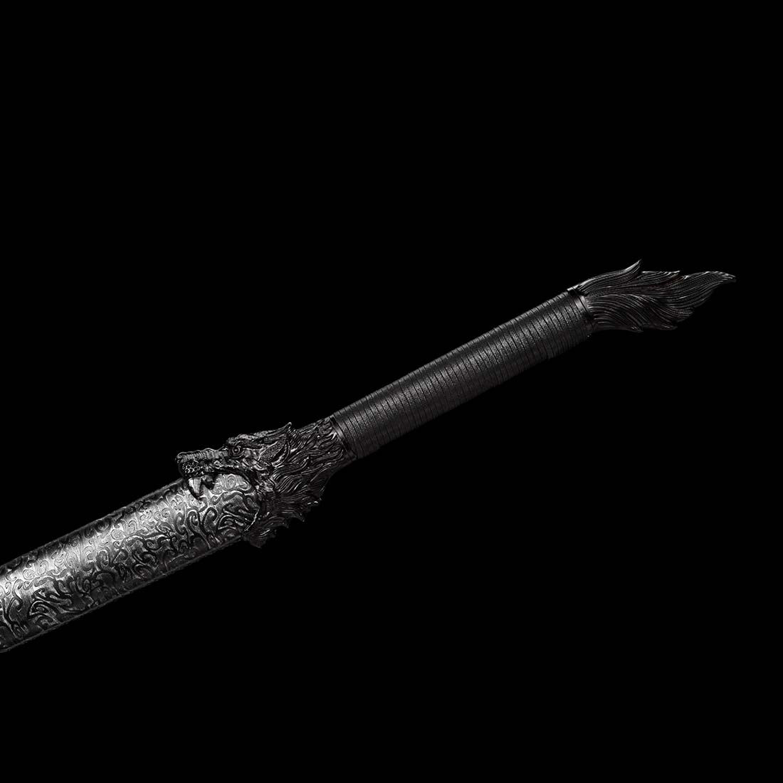 Spring Steel Patterned Full Tang Samurai Katana Sword Hardwood+Leather