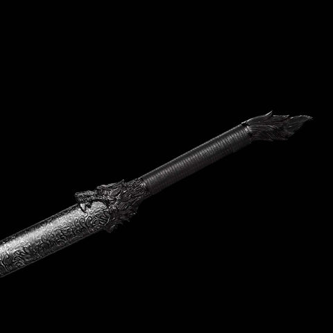 Handmade Spring Steel Samurai Katana Sword Patterned Full Tang Blade Hardwood+Leather Saya-COOLKATANA-QQ-0121-U
