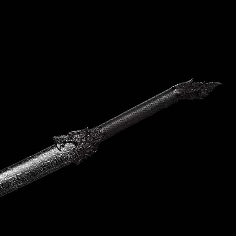Steel Spring Tang's Spring Steel Patterned Full Tang Samurai Katana Sword Hardwood+Leather ...