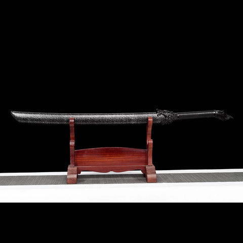 Hardwood+Leather Saya Patterned Full Tang Samurai Katana Sword-QQ-0121-U