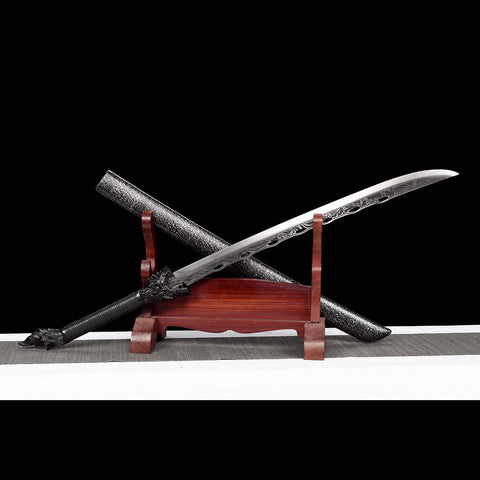 Handmade Spring Steel Samurai Katana Sword Patterned Full Tang Blade Hardwood+Leather Saya-COOLKATANA-QQ-0121-U