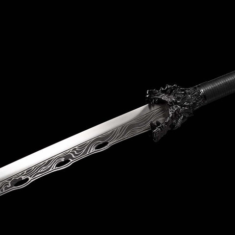 Dragon Spring Steel Patterned Full Tang Samurai Katana Sword-QQ-0121-U
