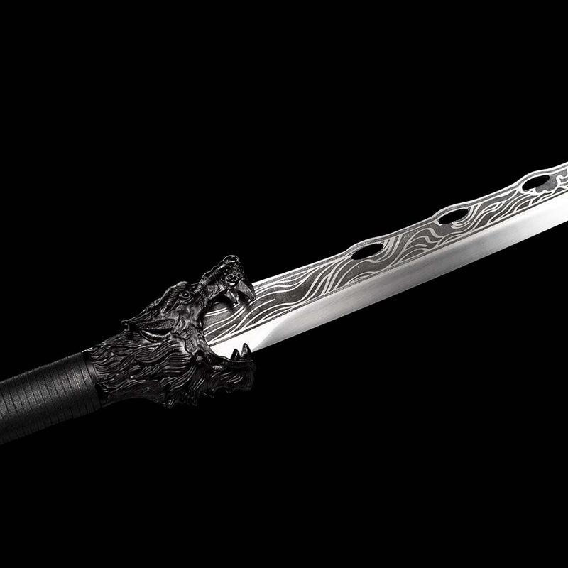 Steel Spring Tang's Spring Steel Patterned Full Tang Samurai Katana Sword Hardwood+Leather ...
