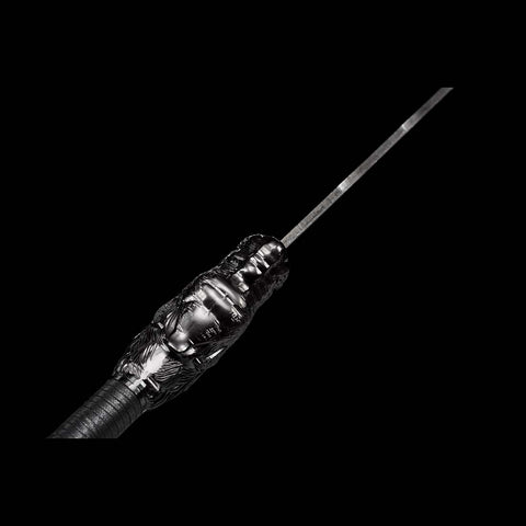 Handmade Spring Steel Samurai Katana Sword Patterned Full Tang Blade Hardwood+Leather Saya-COOLKATANA-QQ-0121-U