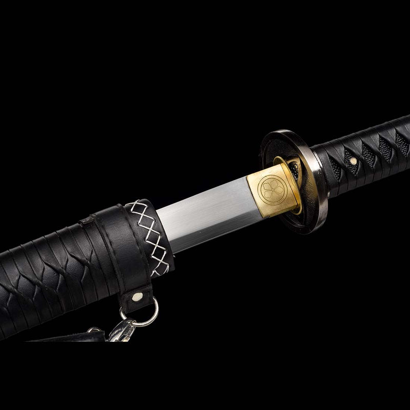 The Walking Dead Michonne Katana with Hamon Black Saya and 1060 Carbon Steel Blade - COOLKATANA 