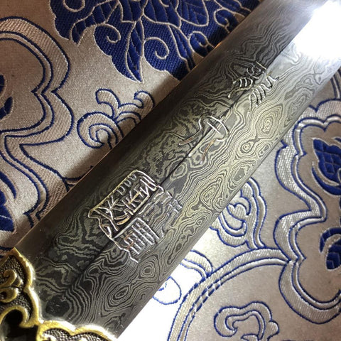 Handmade Chinese Sword Fire Dragon Sword Folded steel Blade Finely Polished by Hand Ebony Scabbard-COOLKATANA-SL-3087-U