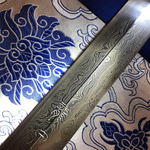 Handmade Chinese Sword Fire Dragon Sword Folded steel Blade Finely Polished by Hand Ebony Scabbard-COOLKATANA-SL-3087-U
