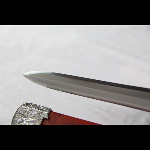 Handmade Chinese Sword Broken Jade Sword Goatxu Jian Folded Steel Eight-sided Blade Redwood Scabbard-COOLKATANA-SL-7120-U