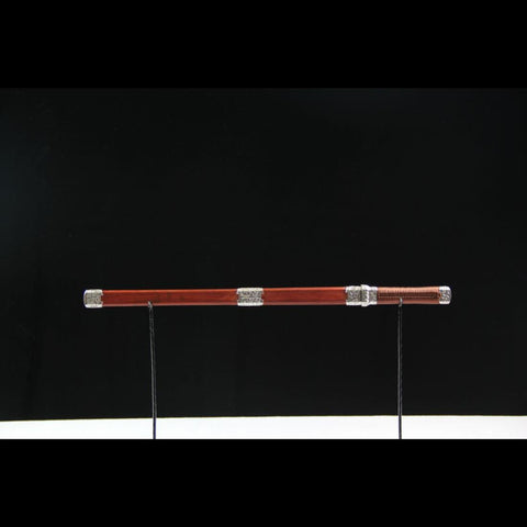 Handmade Chinese Sword Broken Jade Sword Goatxu Jian Folded Steel Eight-sided Blade Redwood Scabbard-COOLKATANA-SL-7120-U