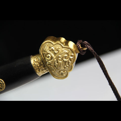 Handmade Chinese Sword QianLong's Emperor Jian Hand Carved Folded Steel Blade Ebony Scabbard-COOLKATANA