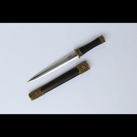 Handmade Chinese Sword Mini Longquan Short Sword Folded Steel Blade Ebony Scabbard-COOLKATANA-SL-7006-U