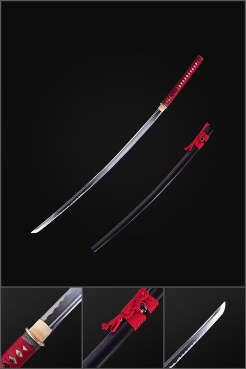Hand Forged Odachi Japanese Samurai Long Sword Manganese Steel Blade Oil Quenching Brass Tsuba-COOLKATANA