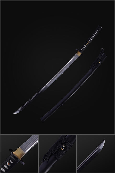 Hand Forged Japanese Samurai Sword T8 Tool Steel Blade Clay Tempered Alloy Tsuba Full Tang-COOLKATANA-ZS-0061-U