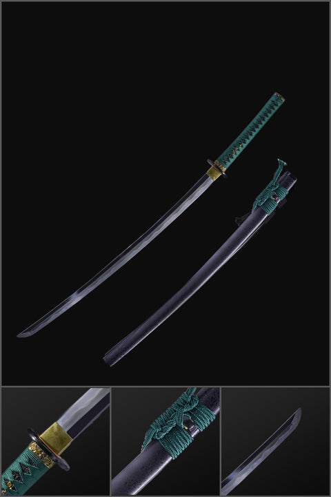 Hand Forged Japanese Samurai Katana Sword Tamahagane Steel Blade Clay Tempered Iron Tsuba-COOLKATANA-ZS-0063-U