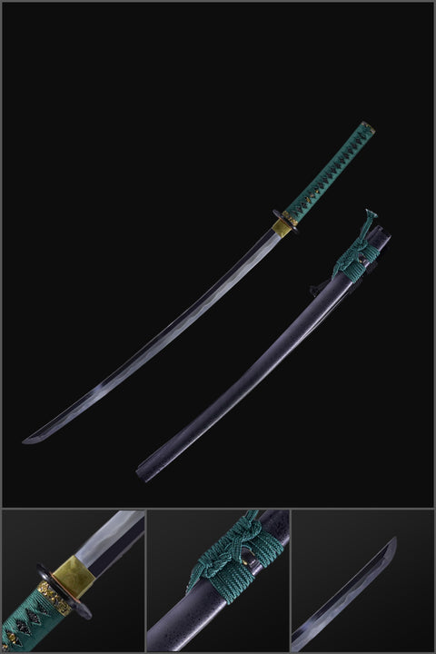 Hand Forged Japanese Samurai Katana Sword Tamahagane Steel Blade Clay Tempered Iron Tsuba-COOLKATANA