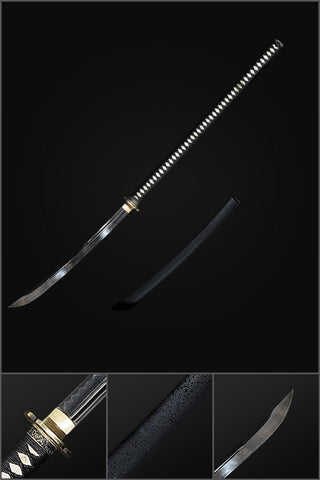 Hand Forged Japanese Naginata Sword 1095 Steel Clay Tempered Brass