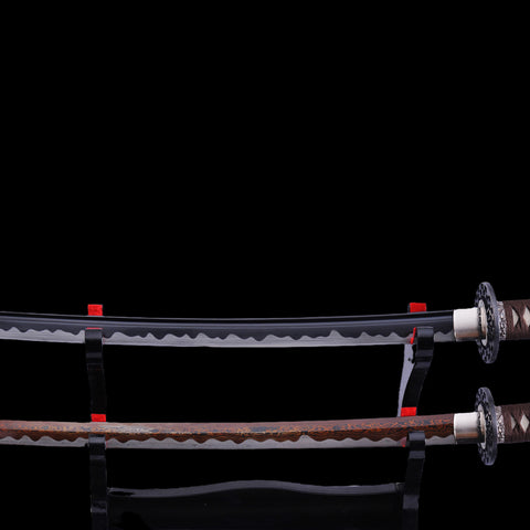 Hand Forged Japanese Samurai Katana Sword 1095 Carbon Steel Black Blade Alloy Tsuba-COOLKATANA-SL-1030-U