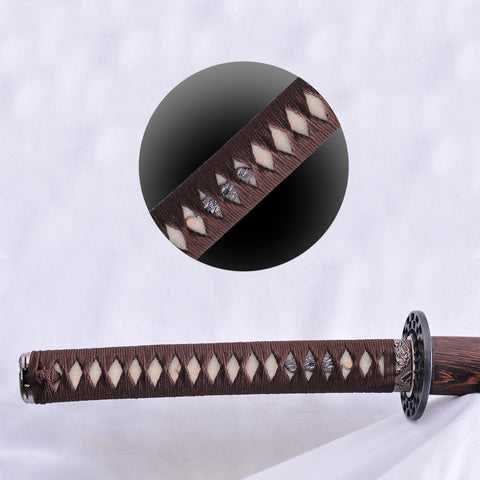 Hand Forged Japanese Samurai Katana Sword Folded Steel Reddish Black Blade Huali Wood Saya-COOLKATANA