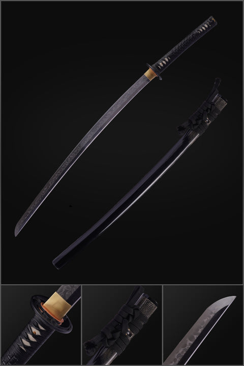 Hand Forged Japanese Samurai Katana Sword 1095 High Carbon Steel Clay Tempered Iron Tsuba-COOLKATANA-ZS-0021-U