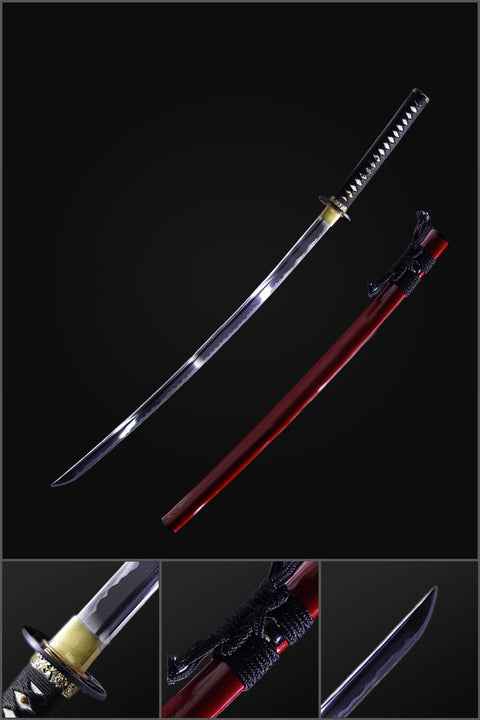 Hand Forged Japanese Samurai Katana Sword Manganese Steel Blade Oil Quenching Iron Tsuba-COOLKATANA-ZS-0064-U