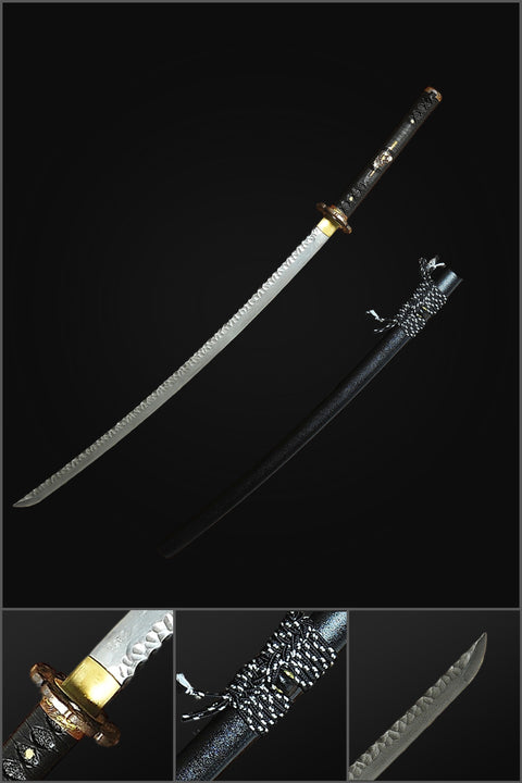 Hand Forged Japanese Samurai Katana Sword Folded Steel Uneven Surface Copper Tsuba-COOLKATANA-SL-1412-U