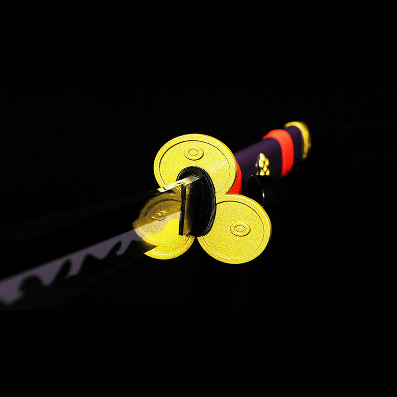 Hand Forged Anime Sword One Piece Roronoa Zoro Enma Katana Sword 1060 Carbon Steel Alloy Tsuba - COOLKATANA 