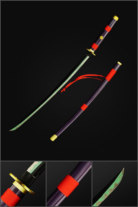Anime sword one piece characters roronoa zoro Enma Sword 1060 Carbon Steel Green Blade SL-1423