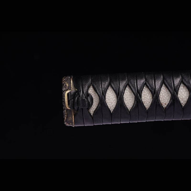 Hand Forged Japanese Wakizashi Sword Folded Steel Clay Tempered Brass  
