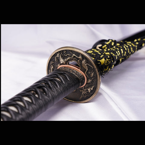 Hand Forged Japanese Wakizashi Sword Folded Steel Clay Tempered Brass Tsuba-COOLKATANA-ZS-0087-U