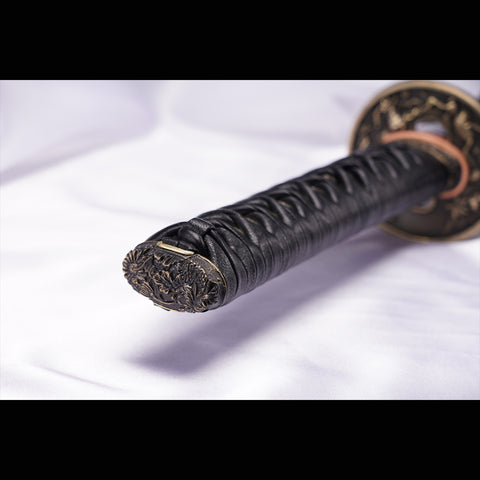 Hand Forged Japanese Wakizashi Sword Folded Steel Clay Tempered Brass Tsuba-COOLKATANA-ZS-0087-U