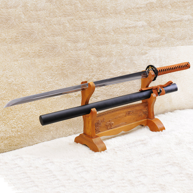 Hand Forged Japanese Ninja Sword T10 Steel Unokubi-Zukuri Stright Blade Iron Tsuba - COOLKATANA 