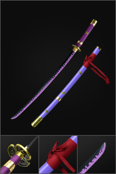 Anime sword one piece characters roronoa zoro Enma Sword 1095 High Carbon Steel Purple Blade QQ-0109