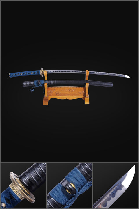 Hand Forged Musashi Japanese Katana Sword Damascus Steel Abrasived Hamon Full Tang-COOLKATANA-SL-1053-U