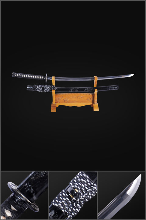 Hand Forged Japanese Samurai Katana Sword Folded Steel Abrasived Hamon Full Tang-COOLKATANA-SL-1055-U