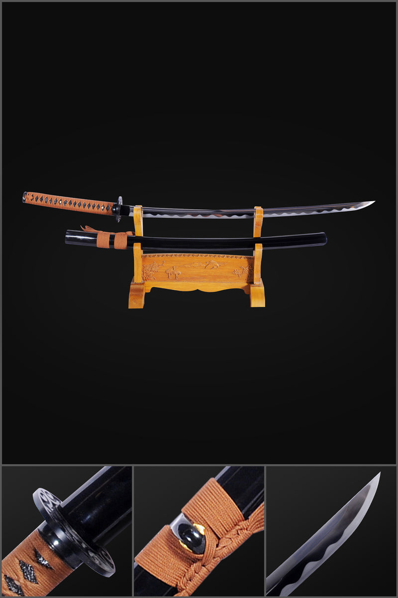 Hand Forged Japanese Samurai Katana Sword 1095 High Carbon Steel Fake Hamon Full Tang - COOLKATANA 