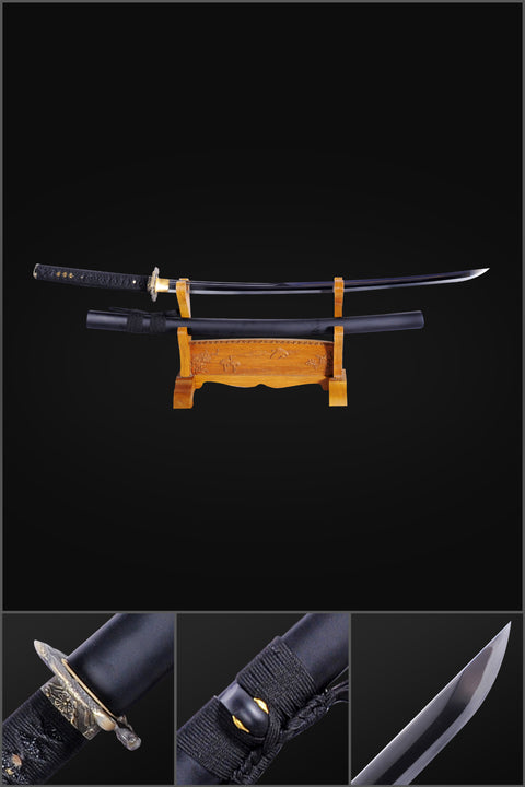 Hand Forged Japanese Samurai Katana Sword 9260 Spring Steel Dragon Tsuba Unokubi-Zukuri Blade Sharp-COOLKATANA-SL-1057-U