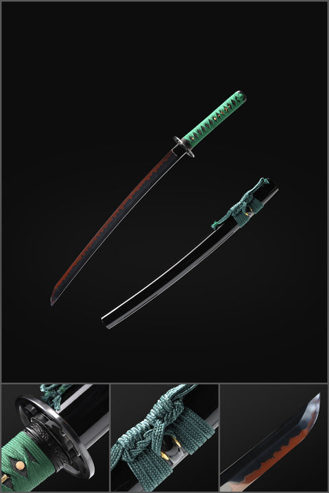 Hand Forged Japanese Wakizashi Sword Short Sword Clay Tempered 1095 Steel Black Blade Functional-COOLKATANA-SL-1217-U