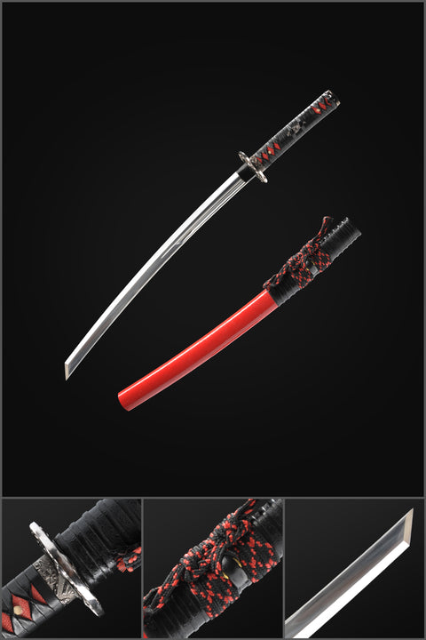 Hand Forged Japanese Wakizashi Sword Clay Tempered Short Sword 1095 High Carbon Steel-COOLKATANA-SL-1242-U