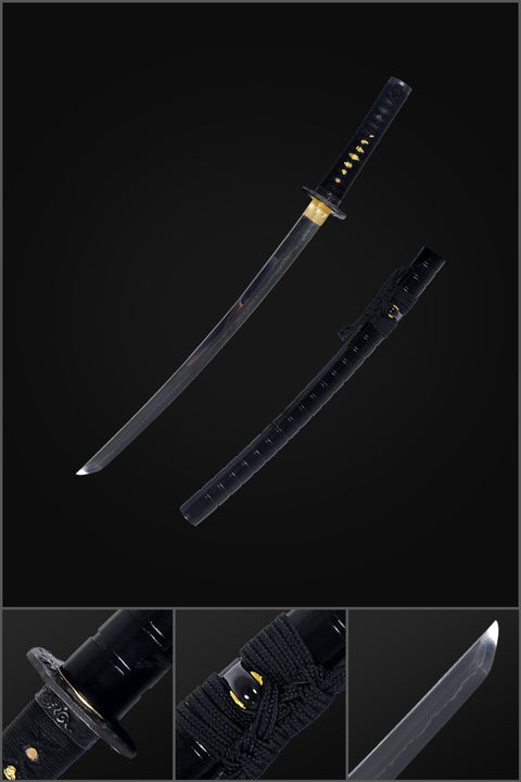 Hand Forged Japanese Wakizashi Sword 1095 High Carbon Steel Clay Tempered Iron Dragon Tsuba-COOLKATANA-SL-1287-U