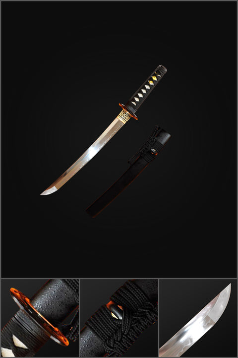 Hand Forged Japanese Tanto Sword Short Sword 1095 Carbon Steel Clay Tempered Sharp-COOLKATANA-SL-320-U