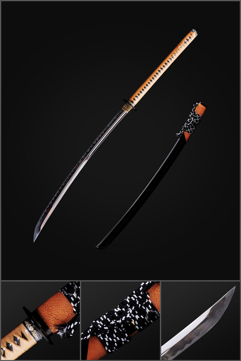 Hand Forged Japanese Naginata Sword 1095 Carbon Steel Rayskin Saya - COOLKATANA 