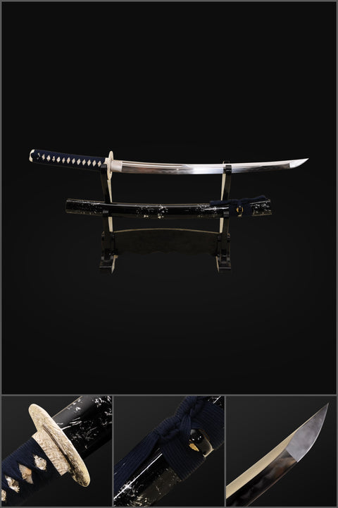 Hand Forged Japanese Wakizashi Sword Honsanmai Clay Tempered Blade Silver Tsuba Battle Ready-COOLKATANA-SL-840-U