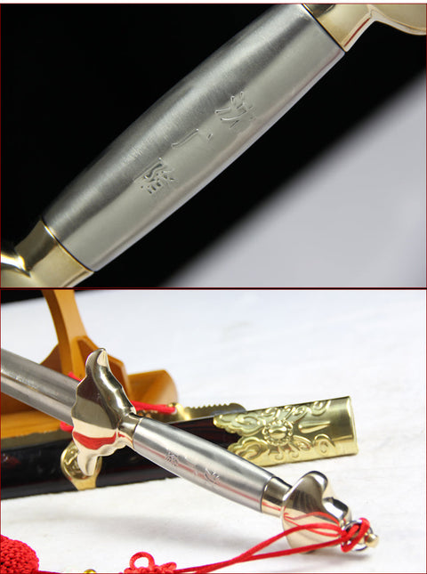 Handmade Chinese Sword Routine Tai Chi Jian Manganese Steel Longquan Sword Pine Paint Scabbard-COOLKATANA-SL-8001-1-U