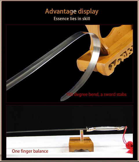 Handmade Chinese Sword Routine Tai Chi Jian Manganese Steel Longquan Sword Pine Paint Scabbard-COOLKATANA-SL-8001-1-U