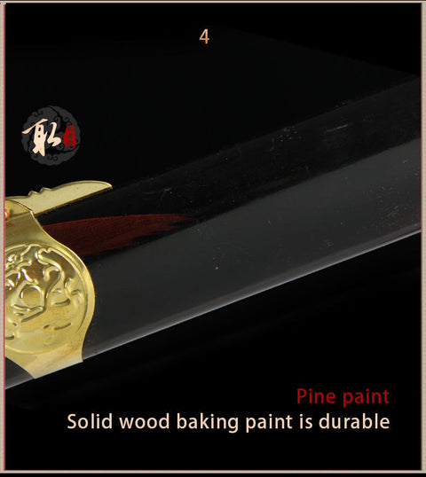 Handmade Chinese Sword Routine Tai Chi Jian Manganese Steel Longquan Sword Pine Paint Scabbard-COOLKATANA