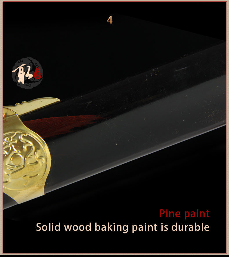 Handmade Chinese Sword Routine Tai Chi Jian Manganese Steel Longquan Sword Pine Paint Scabbard - COOLKATANA 