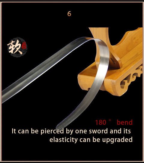 Handmade Chinese Sword Routine Tai Chi Jian Manganese Steel Longquan Sword Pine Paint Scabbard-COOLKATANA