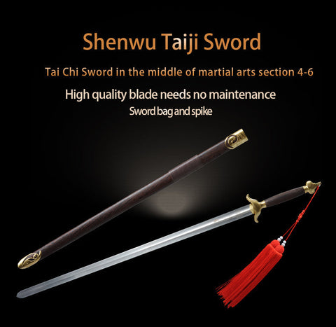 Handmade Chinese Sword Shenwu Pure Copper Tai Chi Jian Stainless Steel Authentic Longquan Sword-COOLKATANA